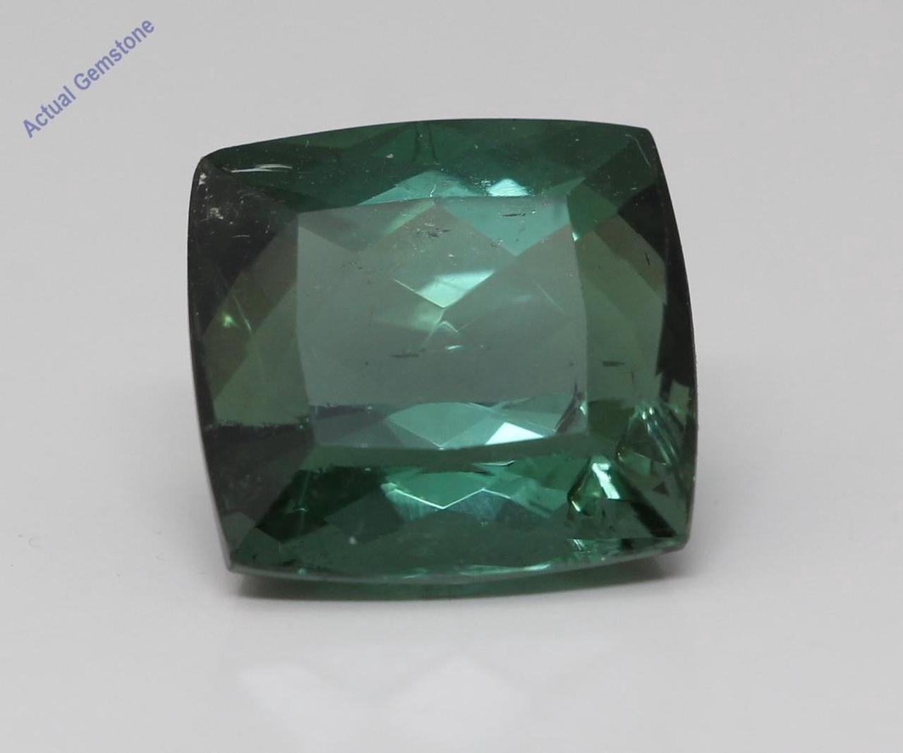 Cushion Cut Natural Mined Loose Tourmaline (9.21 Ct,Green(Heat-Treated) Color,SI2 Clarity)