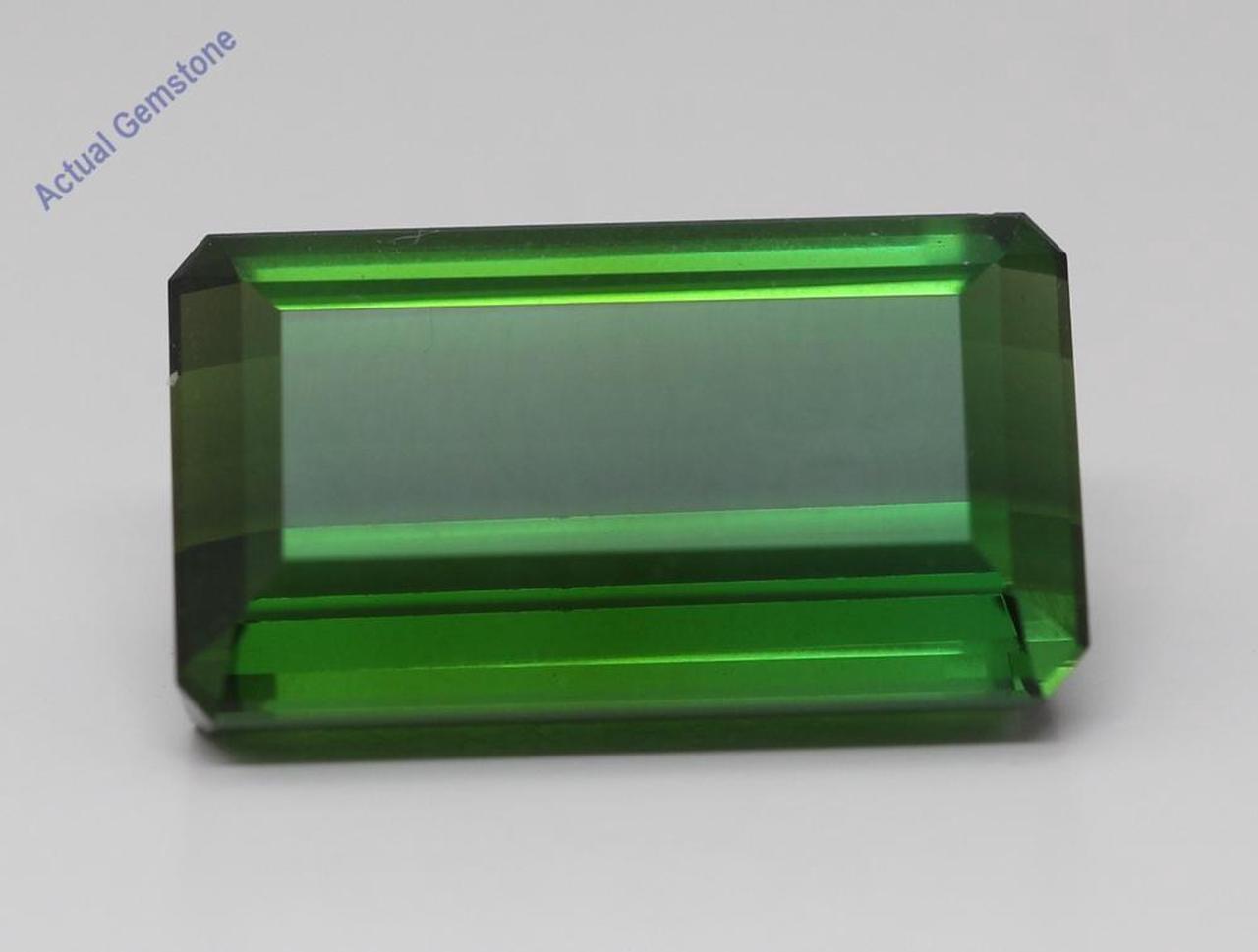 Emerald Cut Natural Mined Loose Tourmaline (21.66 Ct,Dark Green(Heat-Treated) Color,VS2 Clarity)