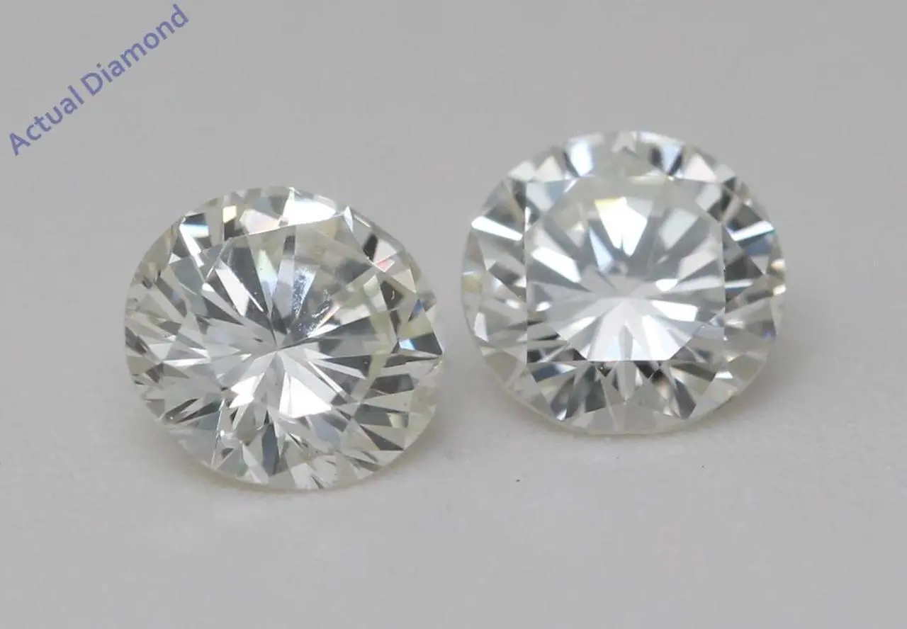 Alt view image 2 of 5 - A Pair of Round Cut Natural Mined Loose Diamonds (1.04 Ct,G Color,VS1-VVS2 Clarity) IGL Certified