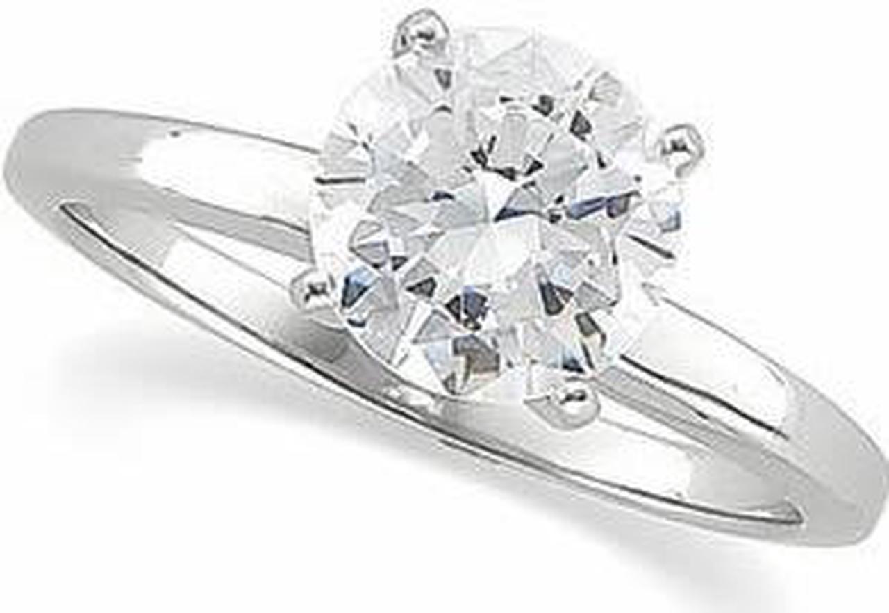 Round Diamond Solitaire Engagement Ring 14k White Gold 0.52 Ct, F , I1