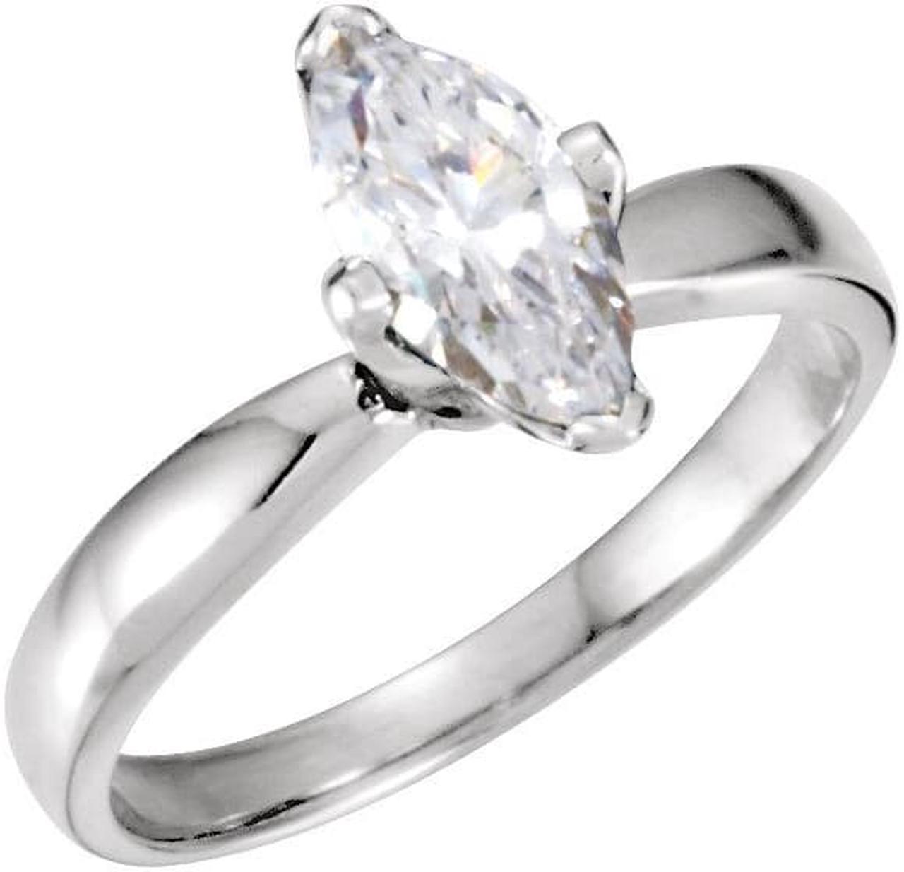 Marquise Diamond Solitaire Engagement Ring 14k White Gold 1.03 Ct, (H Color, I1 Clarity)