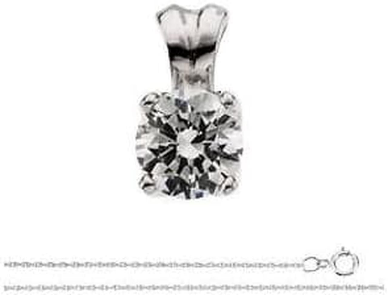 Round Diamond Solitaire Pendant Necklace 14K White Gold (0.7 Ct, h, VS1 WGI Certified)