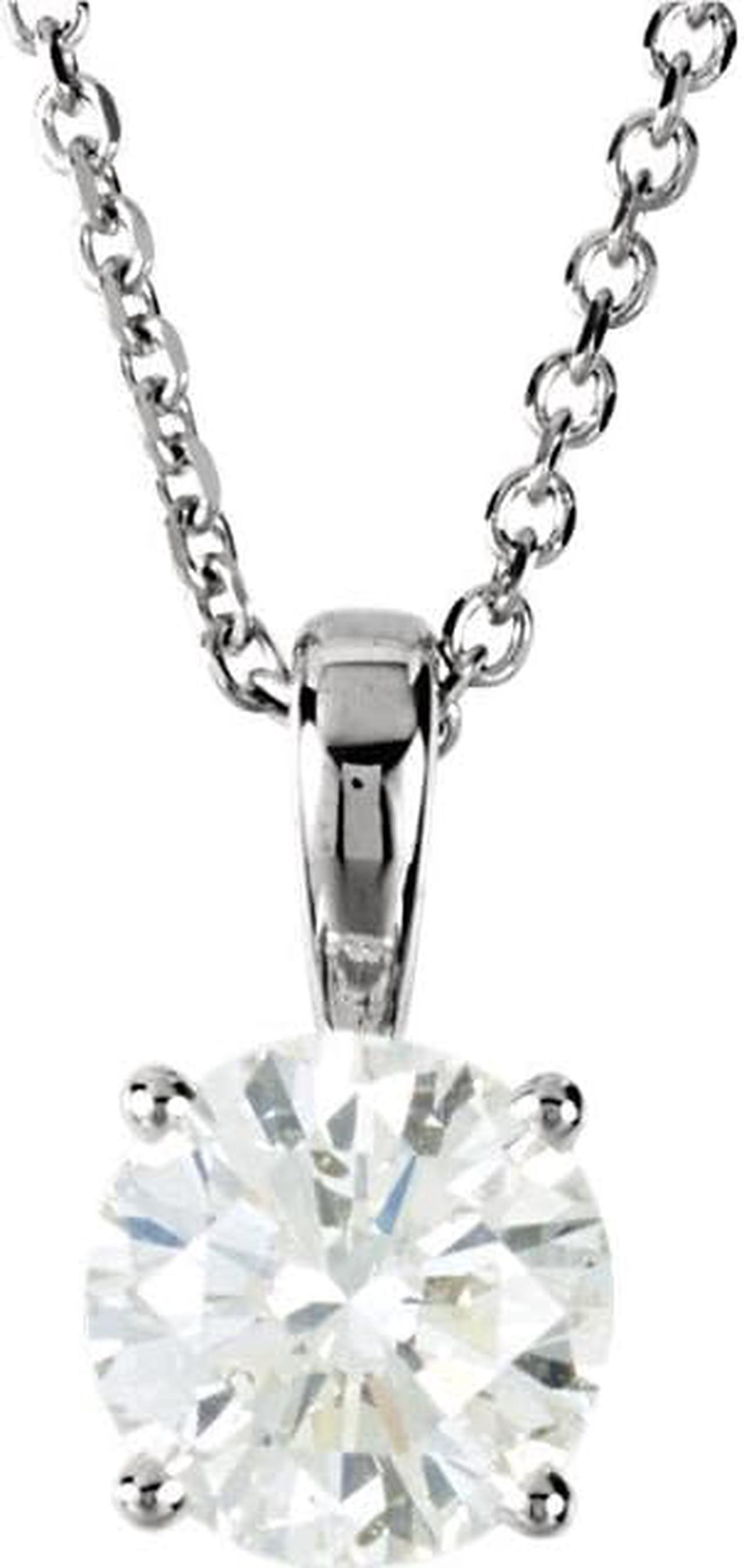 Round Diamond Solitaire Pendant Necklace 14K White Gold (1.04 Ct, I, VS1(Clarity Enhanced) IGL Certified)