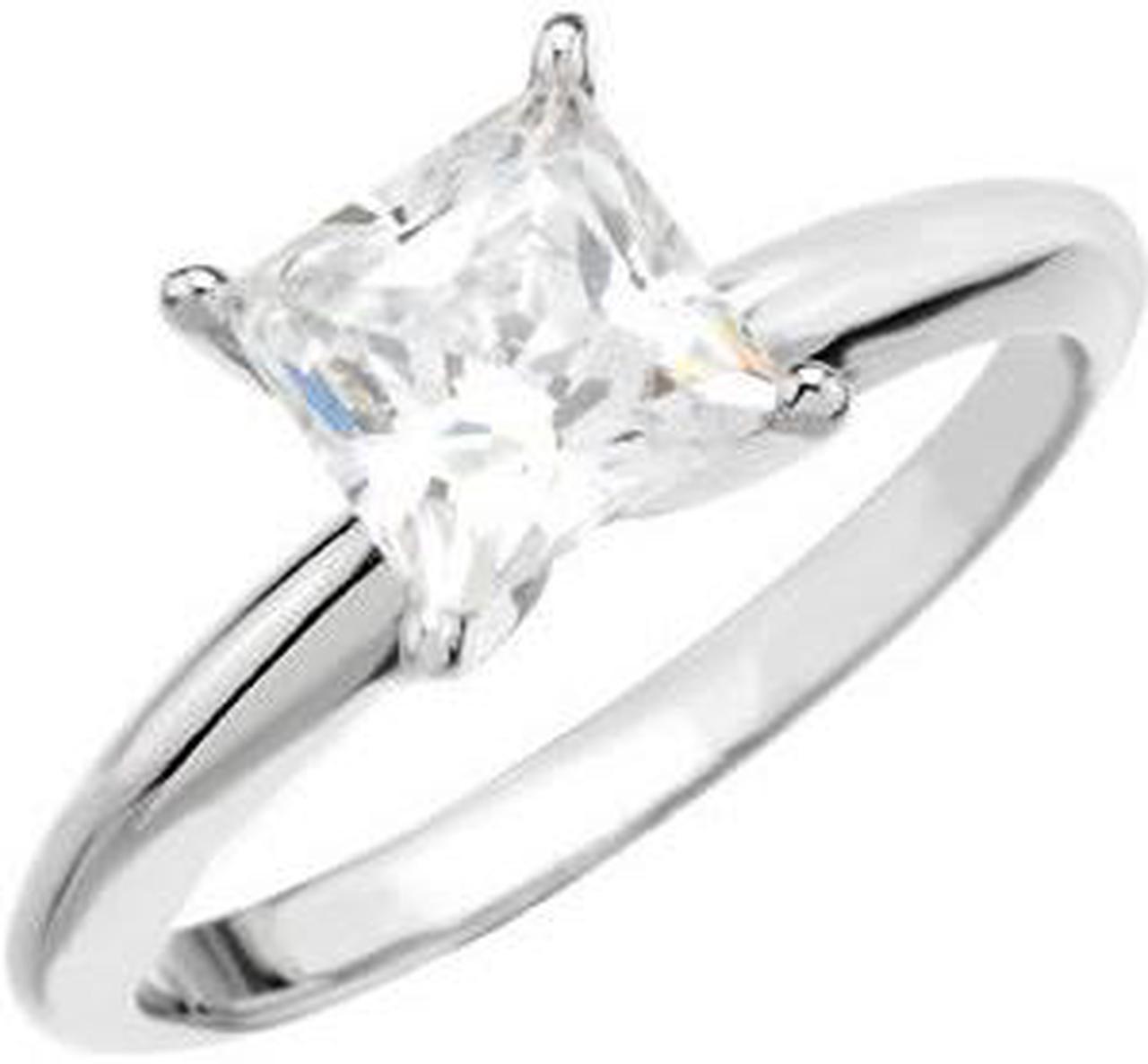 Princess Diamond Solitaire Engagement Ring 14K 2.73 Ct, L , SI2