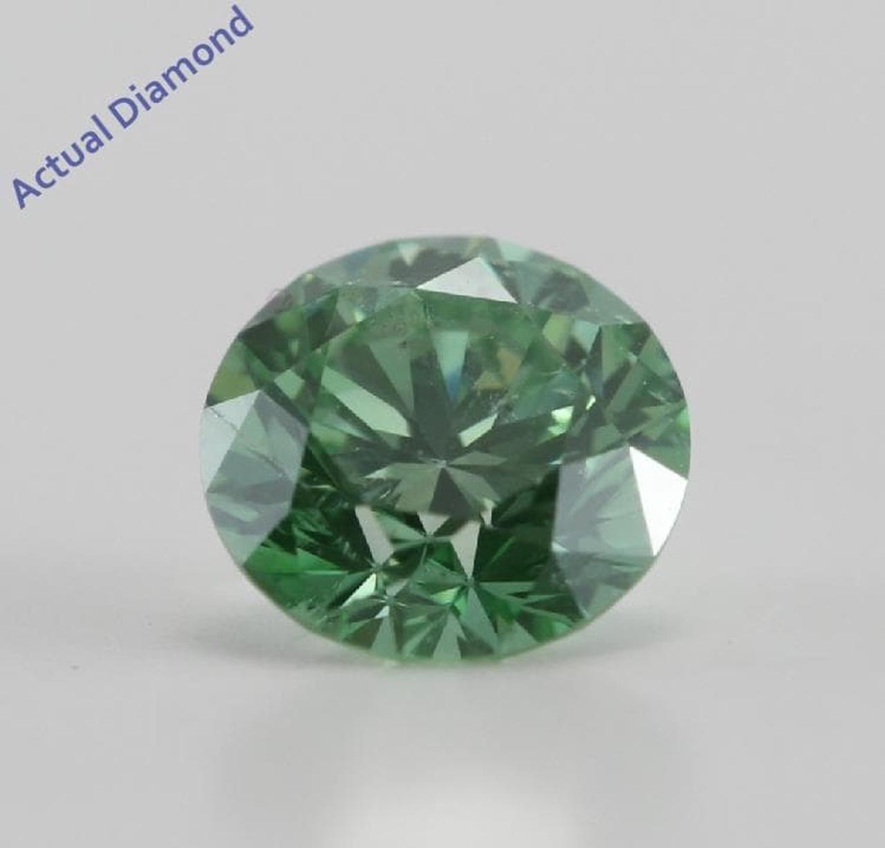 Round Cut Loose Diamond (0.57 Ct, Olive Green(Color Irradiated), SI2)