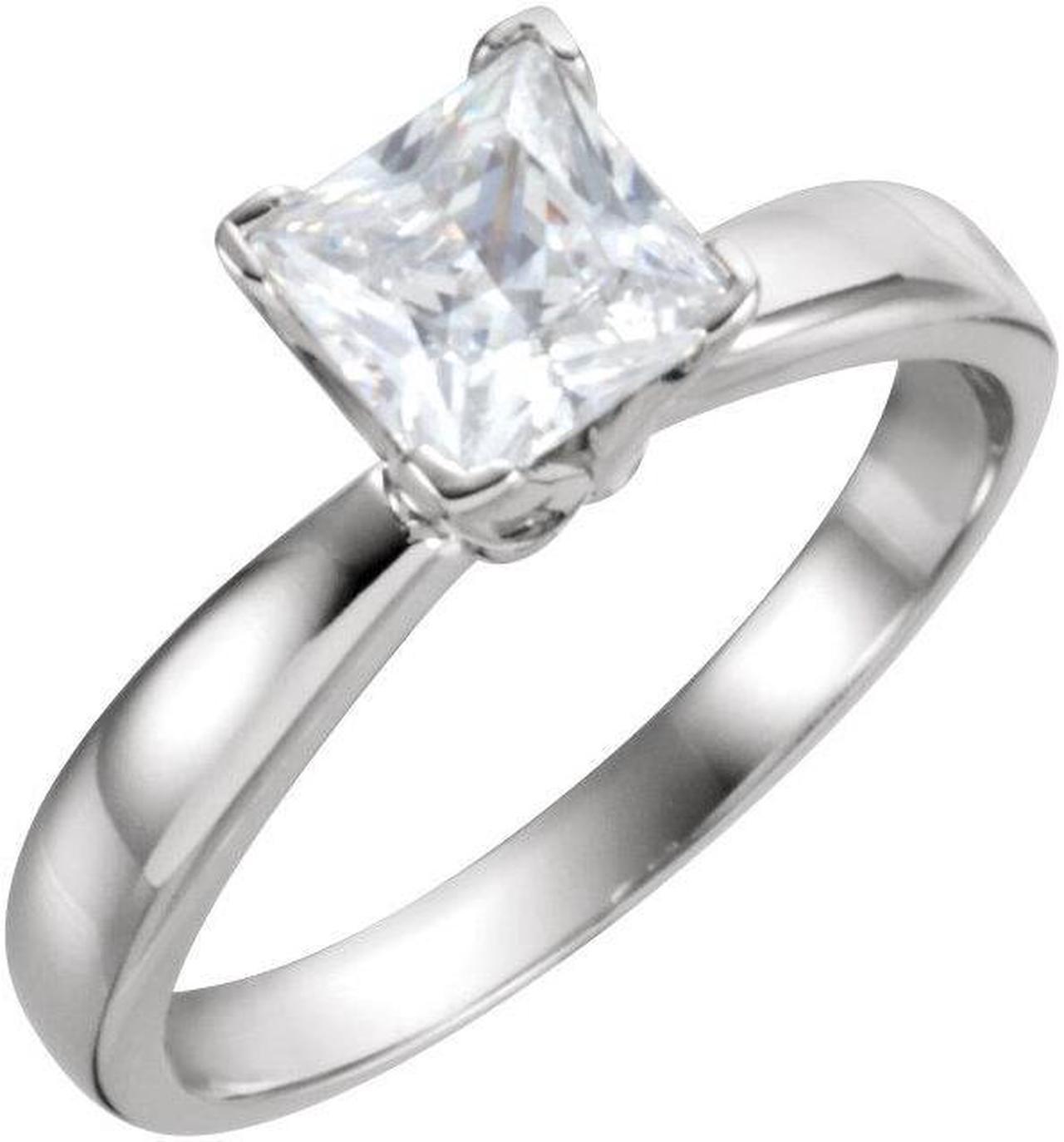 Princess Diamond Solitaire Engagement Ring 14k White Gold (0.66 Ct, D Color, SI1(Laser Drilled) Clarity) GIA Certified