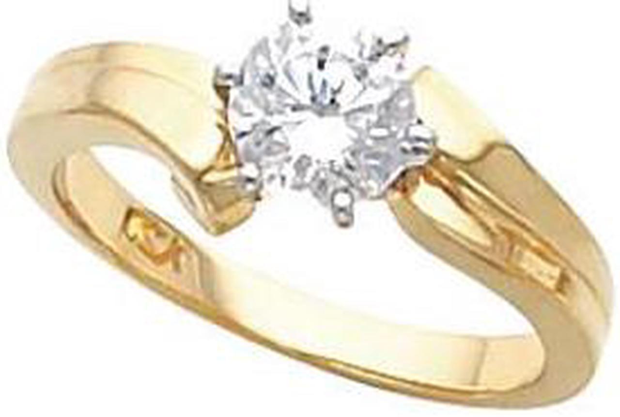 Round Diamond Solitaire Engagement Ring 14k Yellow Gold 1 Ct, (F-G Color, VS Clarity)