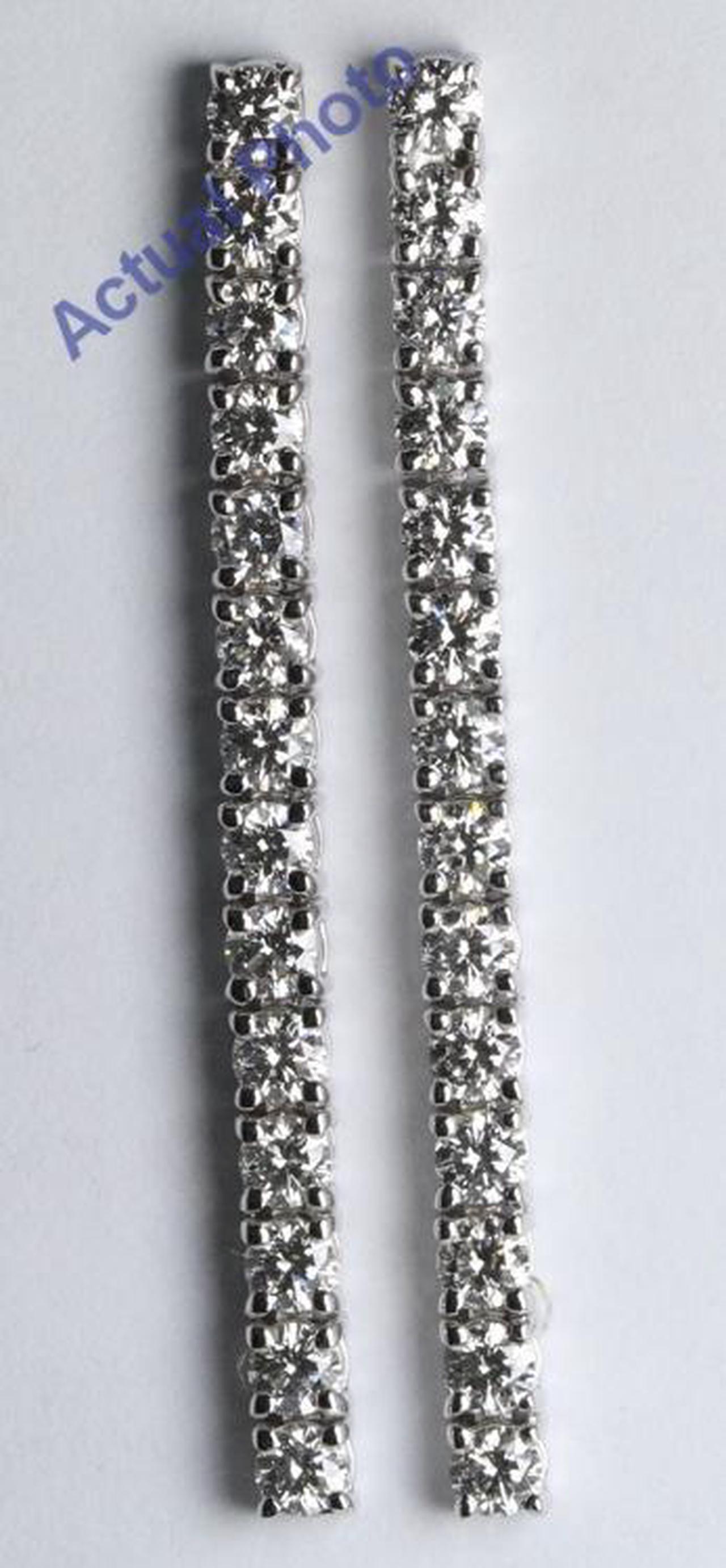 18k White Gold Round Cut Diamond Dangle Earrings (1.25 Ct, G Color, VS Clarity)