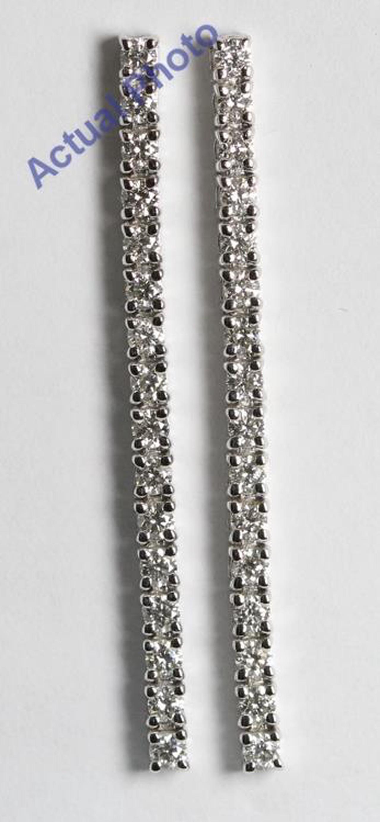 18k White Gold Round Cut Diamond Dangle Earrings (0.72 Ct, G Color, VS Clarity)