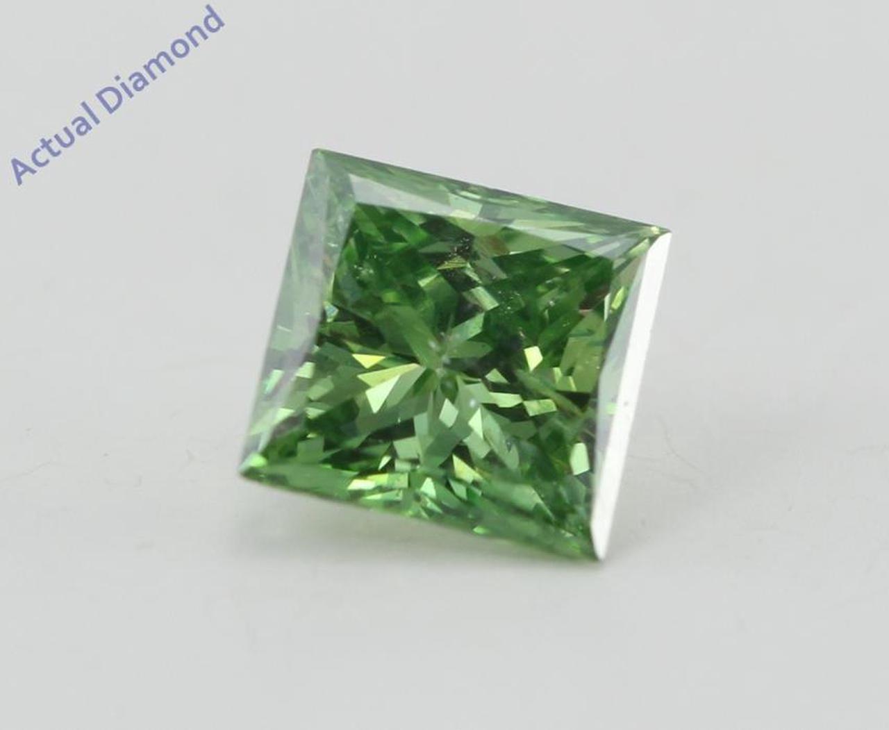 Princess Loose Diamond (0.77 Ct, Olive Green(Irradiated) Color, SI2(Clarity Enhanced) Clarity) IGL Certified