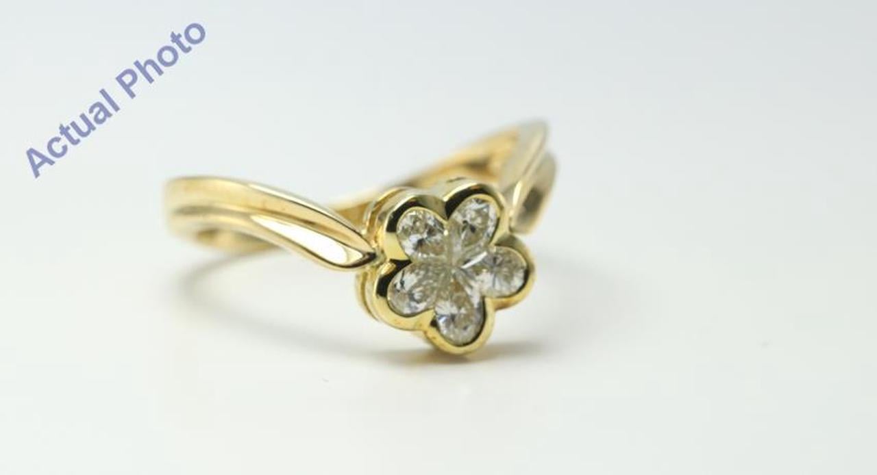 18k Yellow Gold Pear Cut Invisible setting Diamond Flower Ring (0.6 Ct, J Color, VS Clarity)