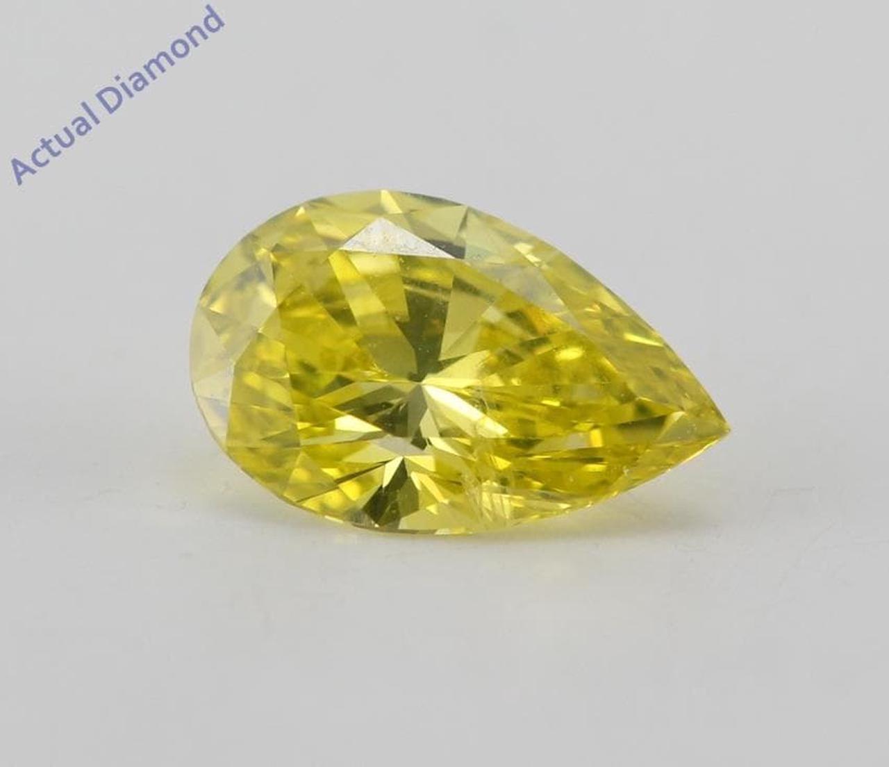 Pear Cut Loose Diamond (1.26 Ct, Canary Yellow(Irradiated) Color, VS2(Clarity Enhanced) Clarity) IGL Certified