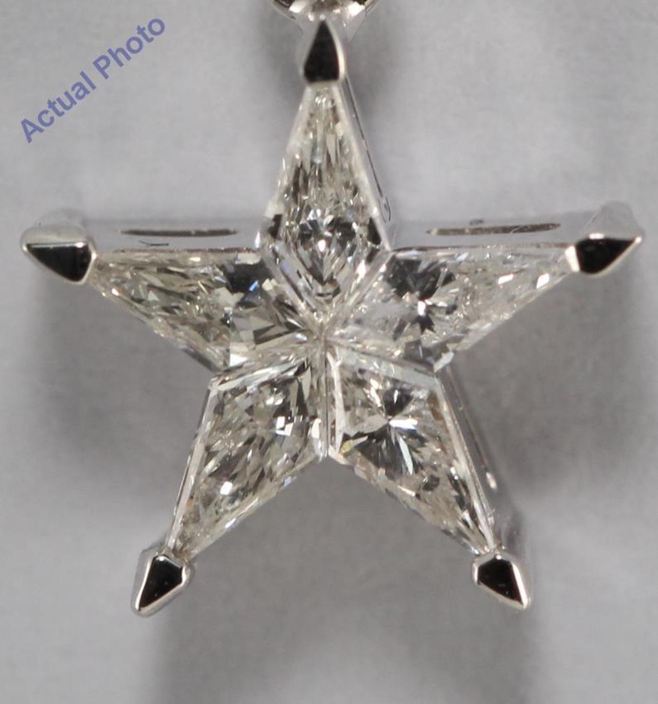 18k White Gold Kite Invisible Setting Five pointed pentangle star diamond pendant (0.26 Ct, G , SI )