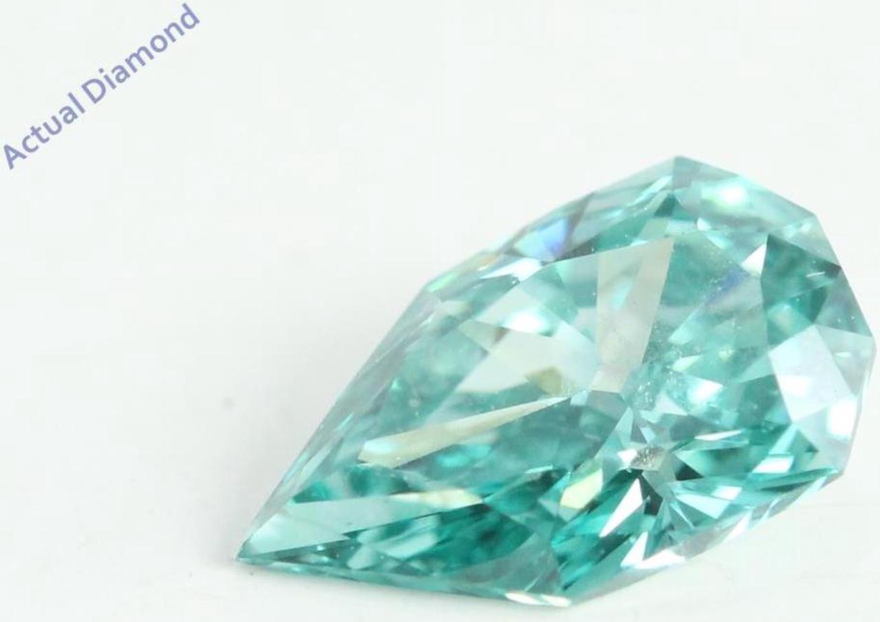 Pear Empress Cut Loose Diamond (0.48 Ct, Light Blue(Irradiated) Color, VS1 Clarity)