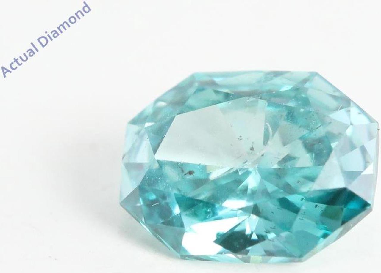 Radiant Cut Loose Diamond (0.51 Ct, Light Blue(Irradiated) Color, si3 Clarity)