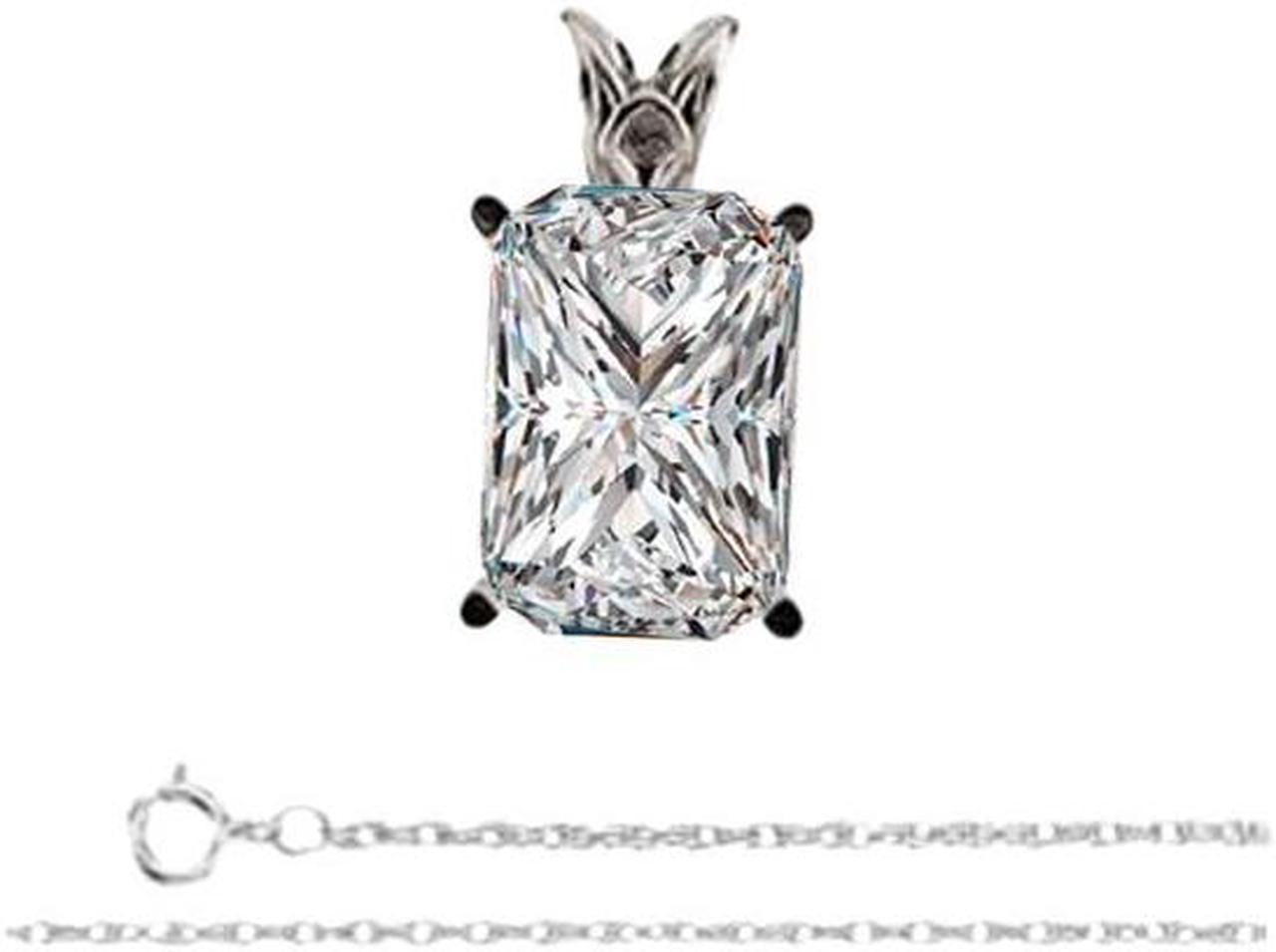 Radiant Diamond Solitaire Pendant Necklace 14K White Gold (0.54 Ct, D Color, I1 Clarity) GIA Certified