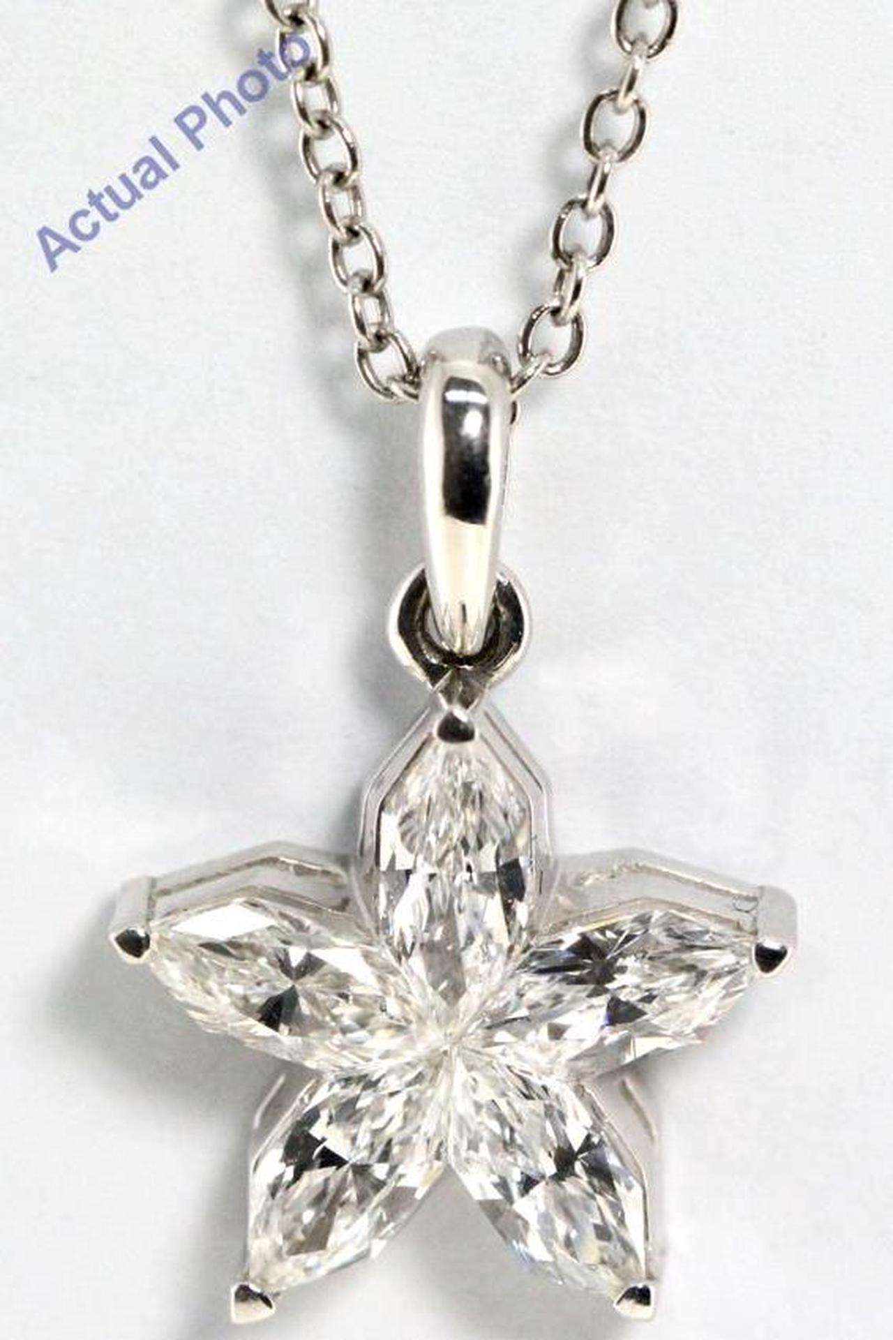 18k White Gold Pear Cut Invisible setting Diamond Flower Pendant (0.96 Ct, G Color, vs Clarity)