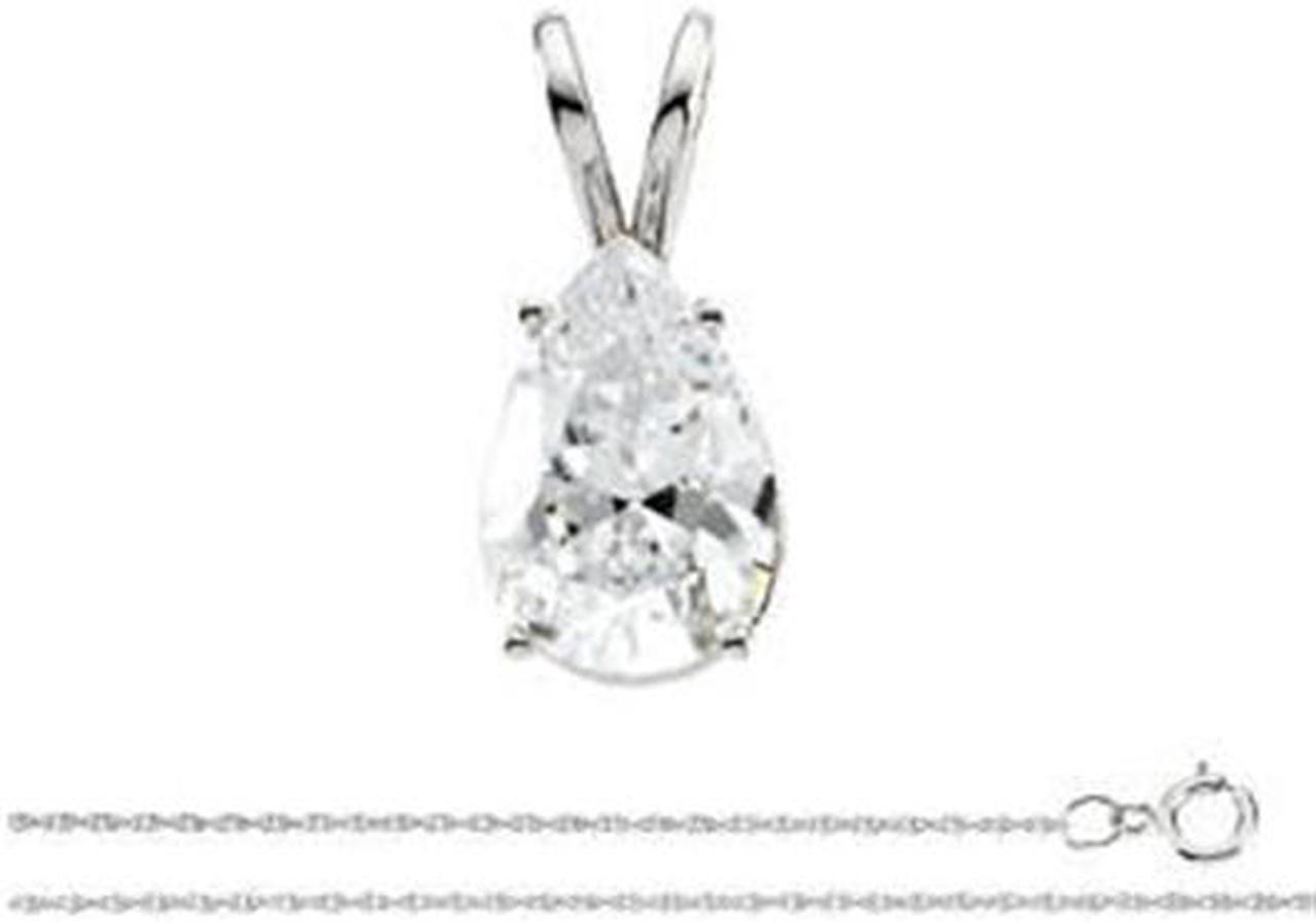 Pear Diamond Solitaire Pendant Necklace 14k White Gold (0.59 Ct, E Color, SI1 Clarity) IGL Certified