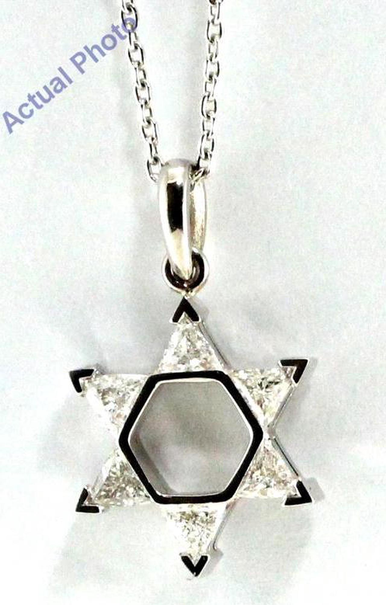 18k White Gold Triangle Cut Invisible setting Diamond Star of David Pendant (0.53 Ct, H Color, si1 Clarity)