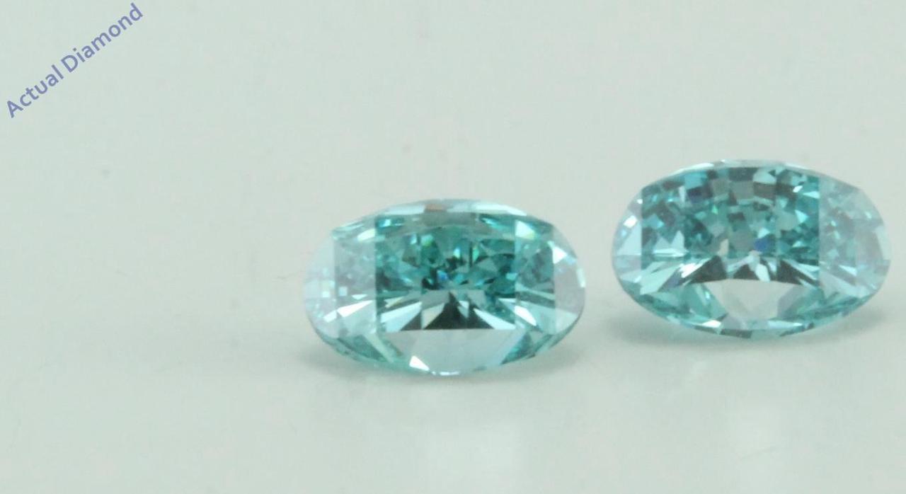 A Pair of Oval Millennial Sunrise (Limited Edition) Loose (0.9 Ct, Blue(Irradiated) Color, VVS Clarity)