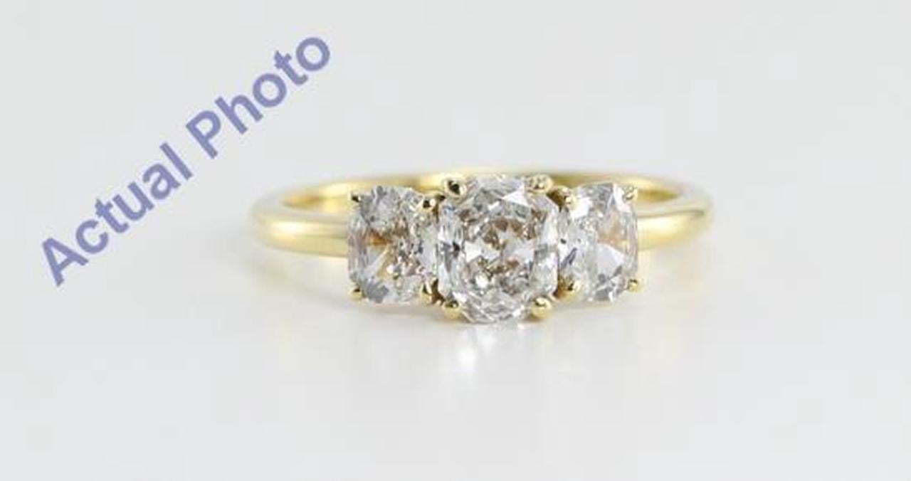 18k Yellow Gold Three Stone Radiant Cut Diamond Engagement Ring (1.15 Ct, H Color, VS Clarity)