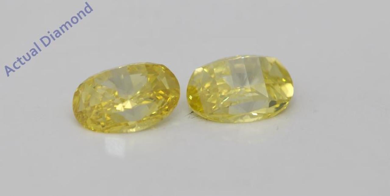 A Pair of Oval Millennial Sunrise (Limited Edition) Loose 0.84 Ct,Yellow Irradiated Color,VS Clarity