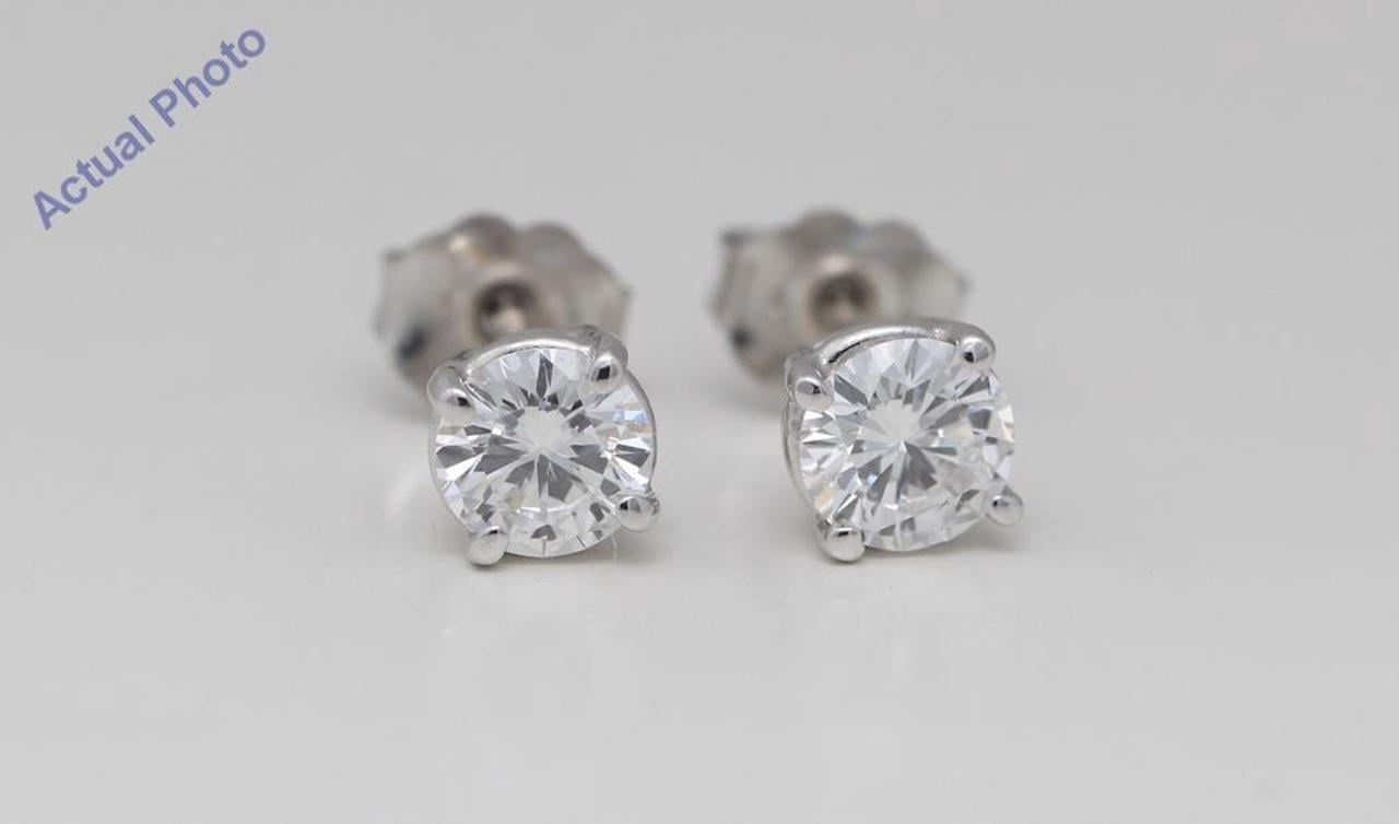 14k White Gold Round Cut Diamond Four-Prong Setting Classic Earring Studs (0.92 Ct,D Color,VVS1 Clarity)