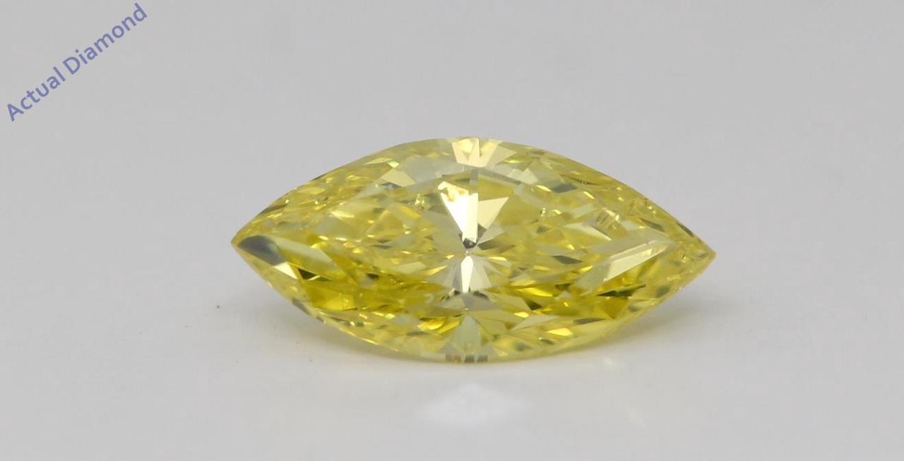 Marquise Cut Loose Diamond (0.72 Ct,Fancy Intense Yellow(Irradiated) Color,SI1 Clarity) IGL Certified