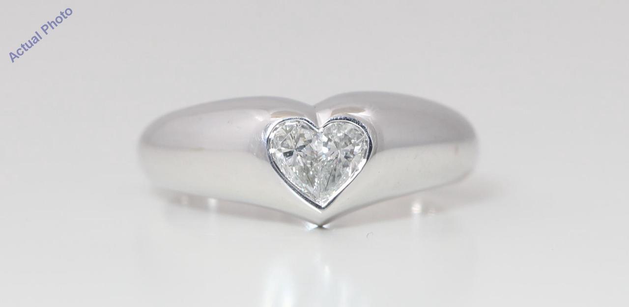 18k White Gold Pear Diamond Two-Stone Invisible Setting Heart Shaped Solid Ring (0.29 Ct G VS Clarity)