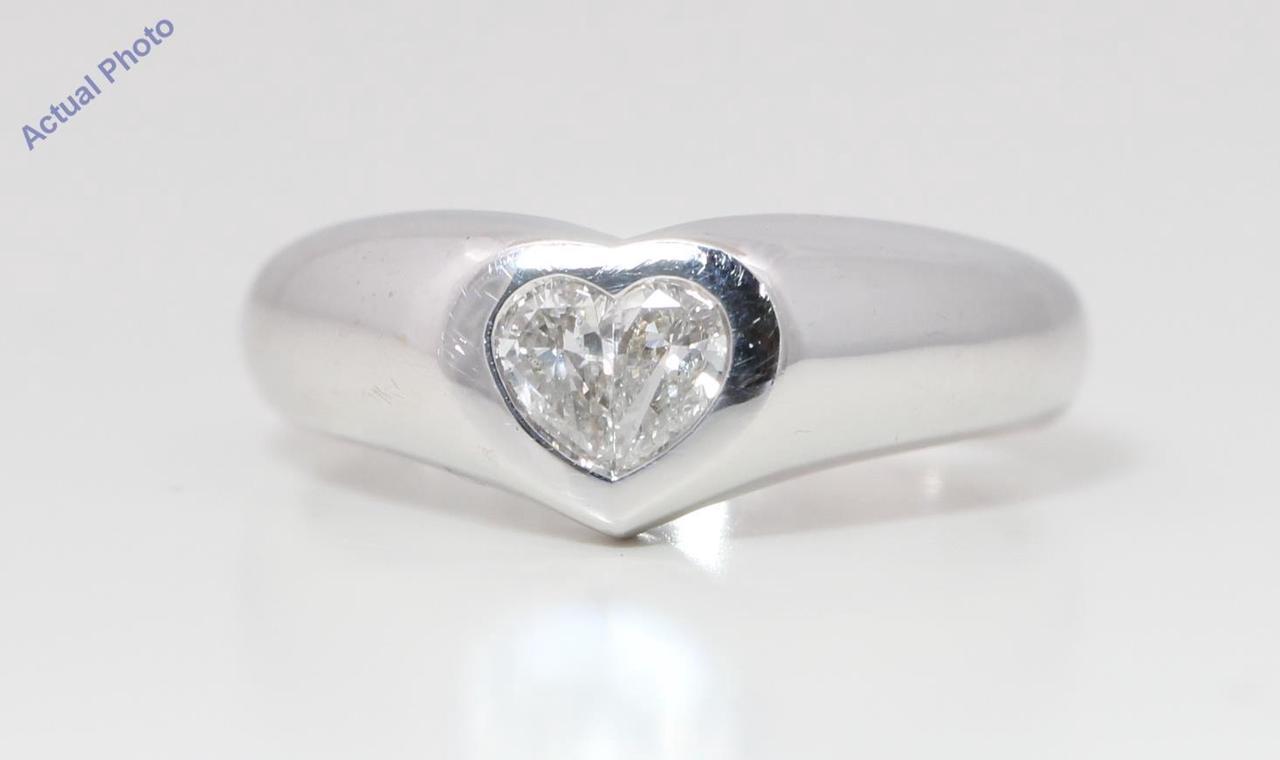 18k White Gold Pear Diamond Two-Stone Invisible Setting Heart Shaped Solid Ring (0.39 Ct H SI1 Clarity)