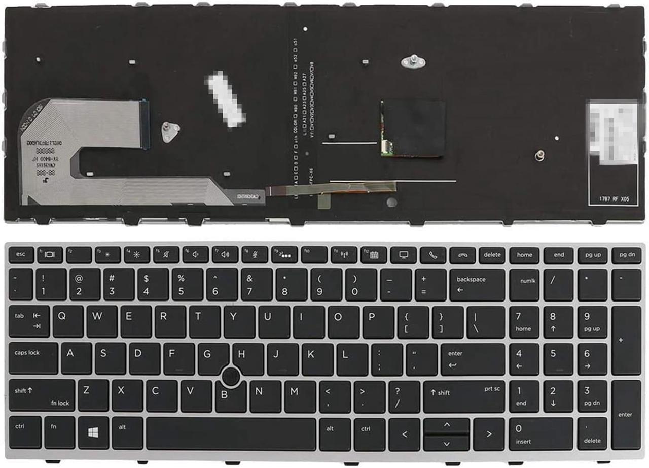 New US Layout Keyboard Backlit Replacement for HP Elitebook 750 G5, 750 G6, 755 G5, 755 G6, 850 G5, 850 G6, 855 G5, 855 G6 Zbook 15u G5 (Not for Zbook 15 G5) Frame L32575-001