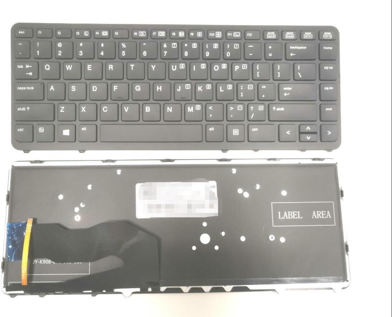 LIXSUNTEK Laptop Replacement US Layout with Backlit (No Pointer) Compatible with HP EliteBook 740 G1 G2 / 750 G1 G2 / HP ZBook 15U G2/ 14 G2 Series (with Black Frame)