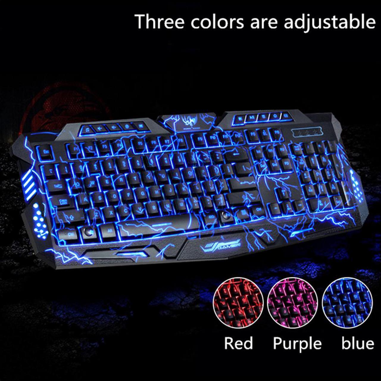 Alt view image 2 of 7 - M200 Purple/Blue/Red LED Breathing Backlight Pro Gaming Keyboard Mouse Combos USB Wired Full Key Professional Mouse Keyboard