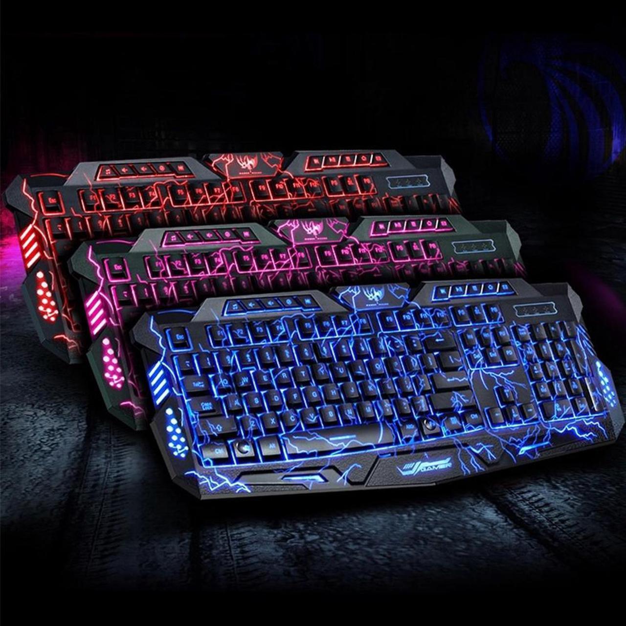 Alt view image 3 of 7 - M200 Purple/Blue/Red LED Breathing Backlight Pro Gaming Keyboard Mouse Combos USB Wired Full Key Professional Mouse Keyboard