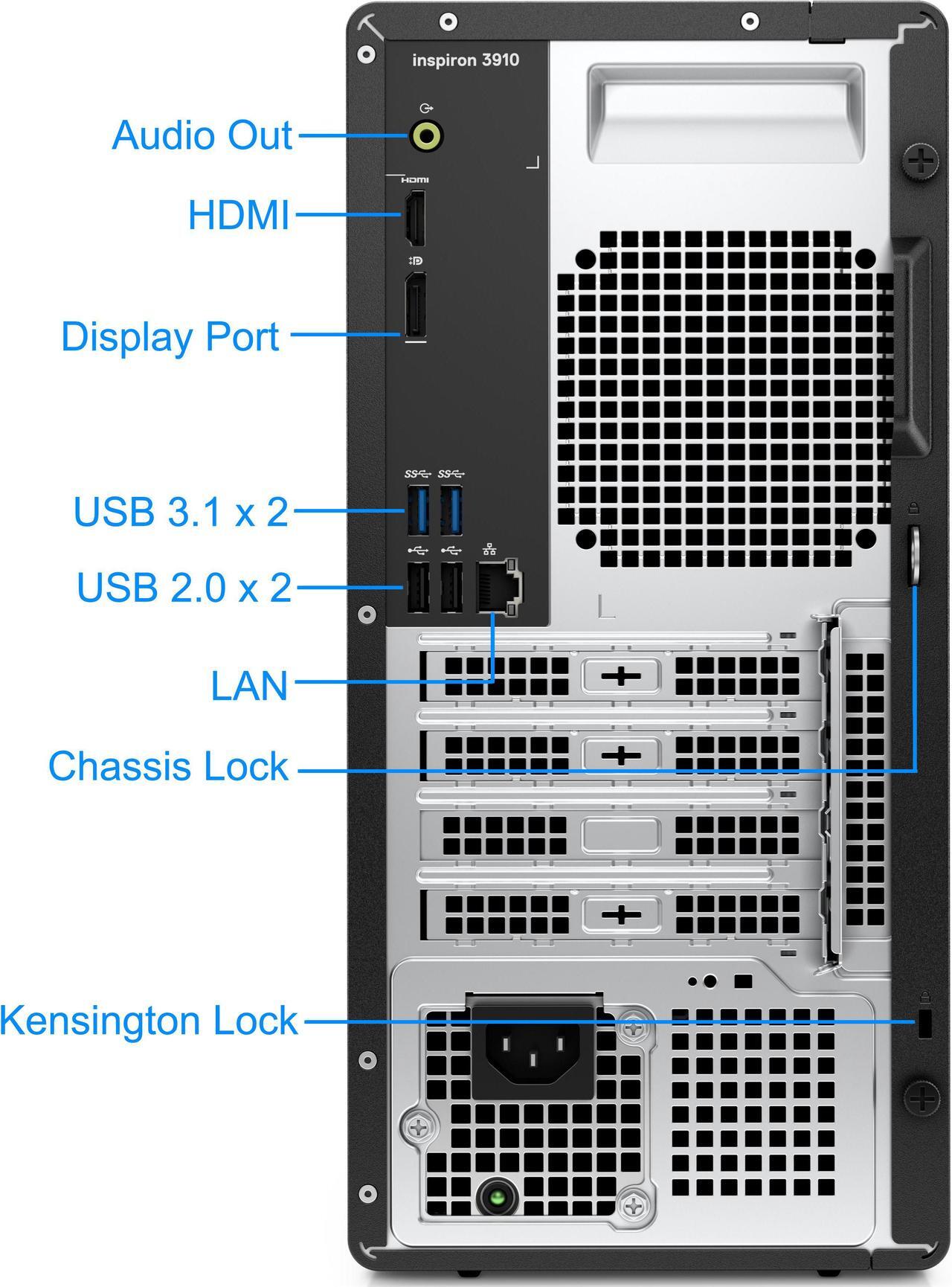 Alt view image 3 of 6 - Dell Inspiron 3910 Mini-Tower Desktop Computer, Intel Core i7-12700, 32GB RAM, 2TB SSD NVMe + 1TB HDD, AX Wi-Fi, Bluetooth, SD Card Reader, HDMI, VGA - Windows 11 Pro