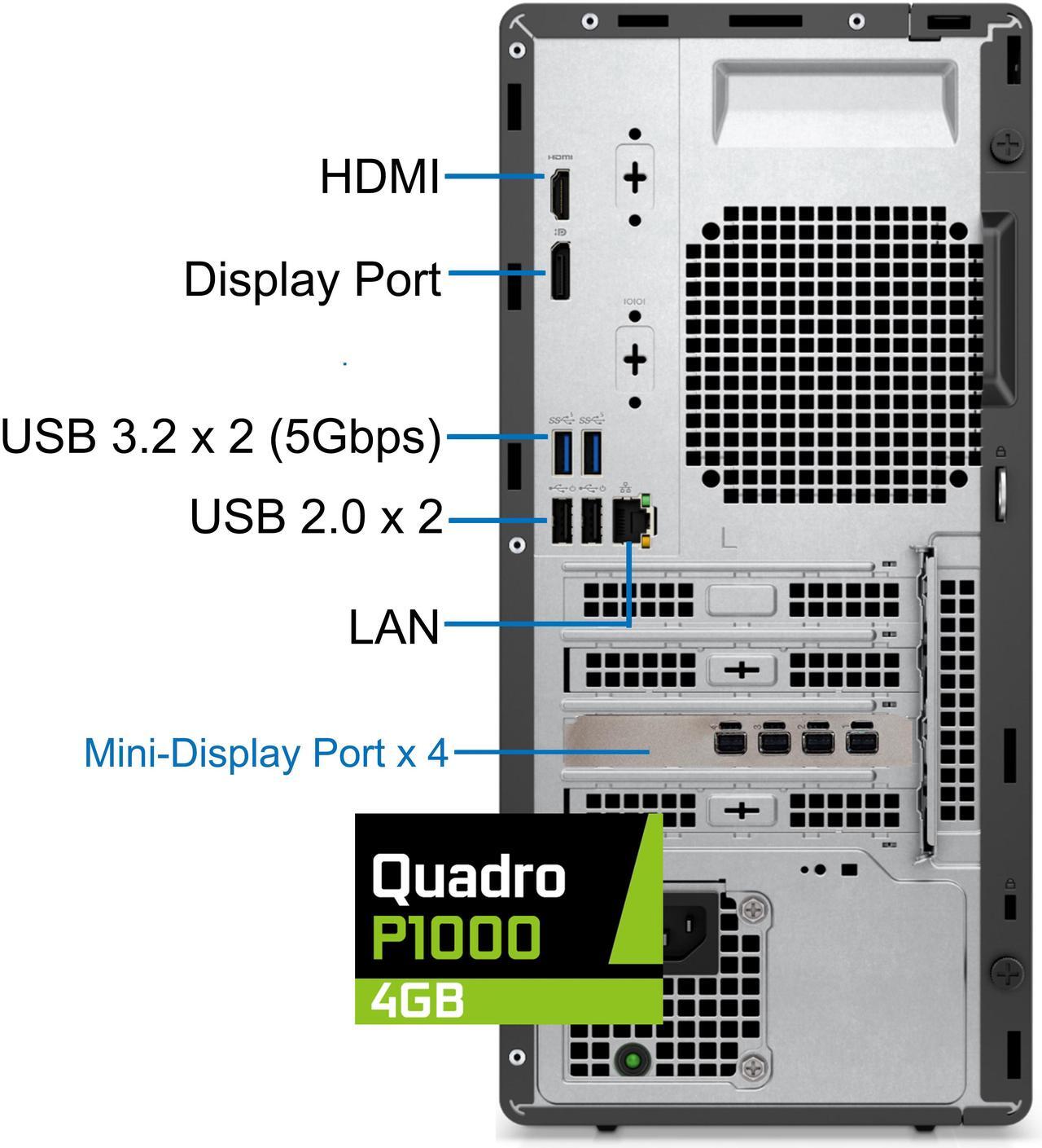 Alt view image 3 of 5 - Dell Optiplex 7020 Tower Computer - Intel i9-12900K, 64GB RAM, 4TB NVMe SSD, Nvidia Quadro P1000 4GB, DisplayPort, HDMI, DVDRW, Wi-Fi, BT, Windows 11 Pro, 7000 Desktop