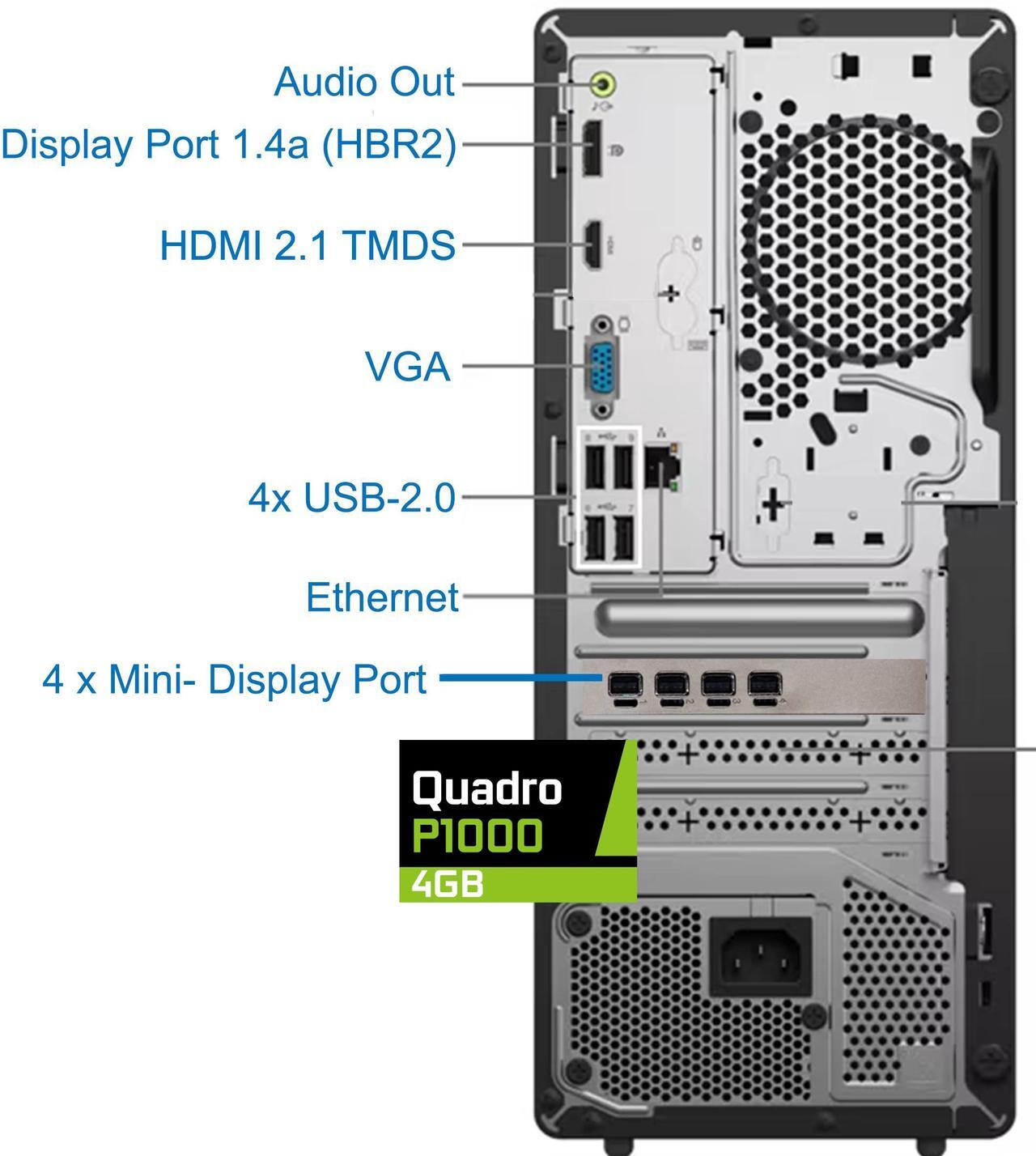 Alt view image 3 of 6 - Lenovo ThinkCentre Neo 50T Gen 5 Tower Computer - Intel Core i7-12700K, 16GB Ram, 1TB NVMe SSD, Nvidia Quadro P1000 4GB, HDMI, VGA, USB-C, Card Reader, Wi-Fi, BT, Windows 11 Pro