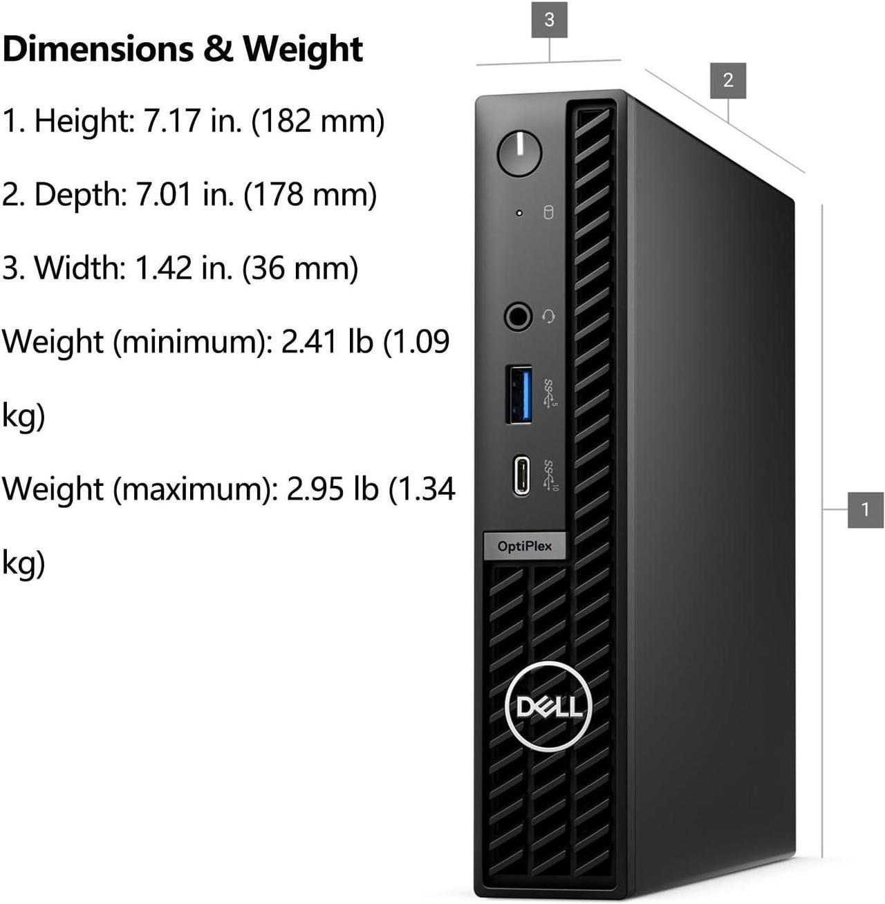 Alt view image 5 of 6 - Dell OptiPlex 7020 Micro Computer- Intel Core i7-14700, 32GB RAM, 512GB NVMe SSD, USB Type-C, Built in WiFi, BT, Display Port, HDMI, Windows 11 Pro with AI Copilot, Black 7000 Desktop