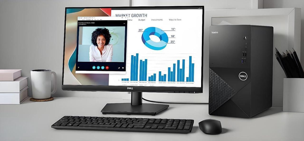 Alt view image 4 of 6 - Dell Vostro 3030 Tower Computer - Intel Core i7-12700K, 16GB RAM, 1TB NVMe SSD, Intel UHD Graphics 770, USB C,  2-Monitor Support, DisplayPort, HDMI, Wi-Fi, BT, Windows 11 Pro