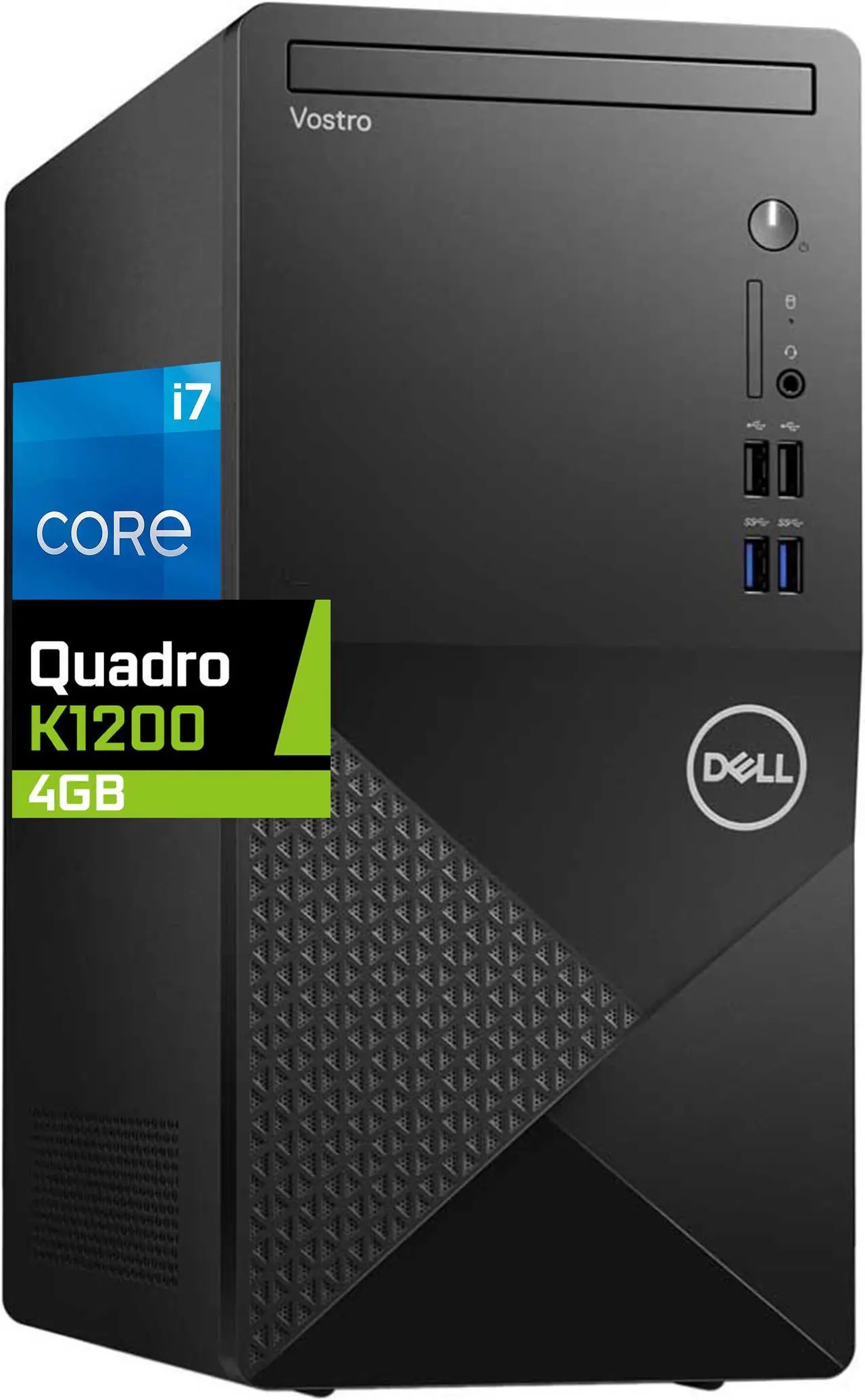 Main image of Dell Vostro 3910 Mini-Tower Desktop Computer, Intel Core i7-12700, 64GB RAM, 2TB SSD NVMe + 1TB HDD, Nvidia Quadro K1200 4GB, AX Wi-Fi, BT, SD Card Reader, HDMI, Mini Display Port - Windows 10 Pro