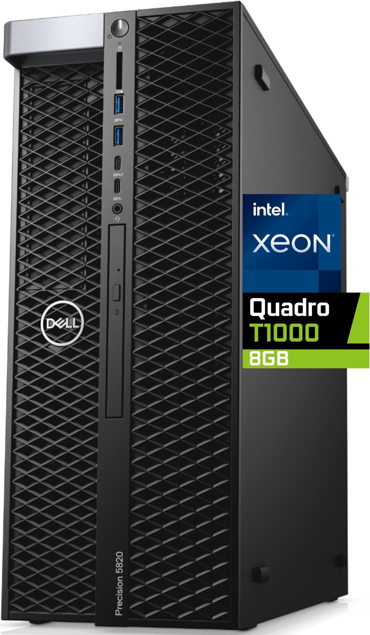 Main image of Dell Precision Xeon 5820 Tower Computer - Intel Xeon W-2245 8-Core, 256GB RAM, 2TB NVMe + 2TB SSD, Nvidia Quadro T1000 8GB, 8K Mini DisplayPort, HDMI, DVDRW, Wi-Fi, BT, USB-C 10GBps, Windows 11 Pro