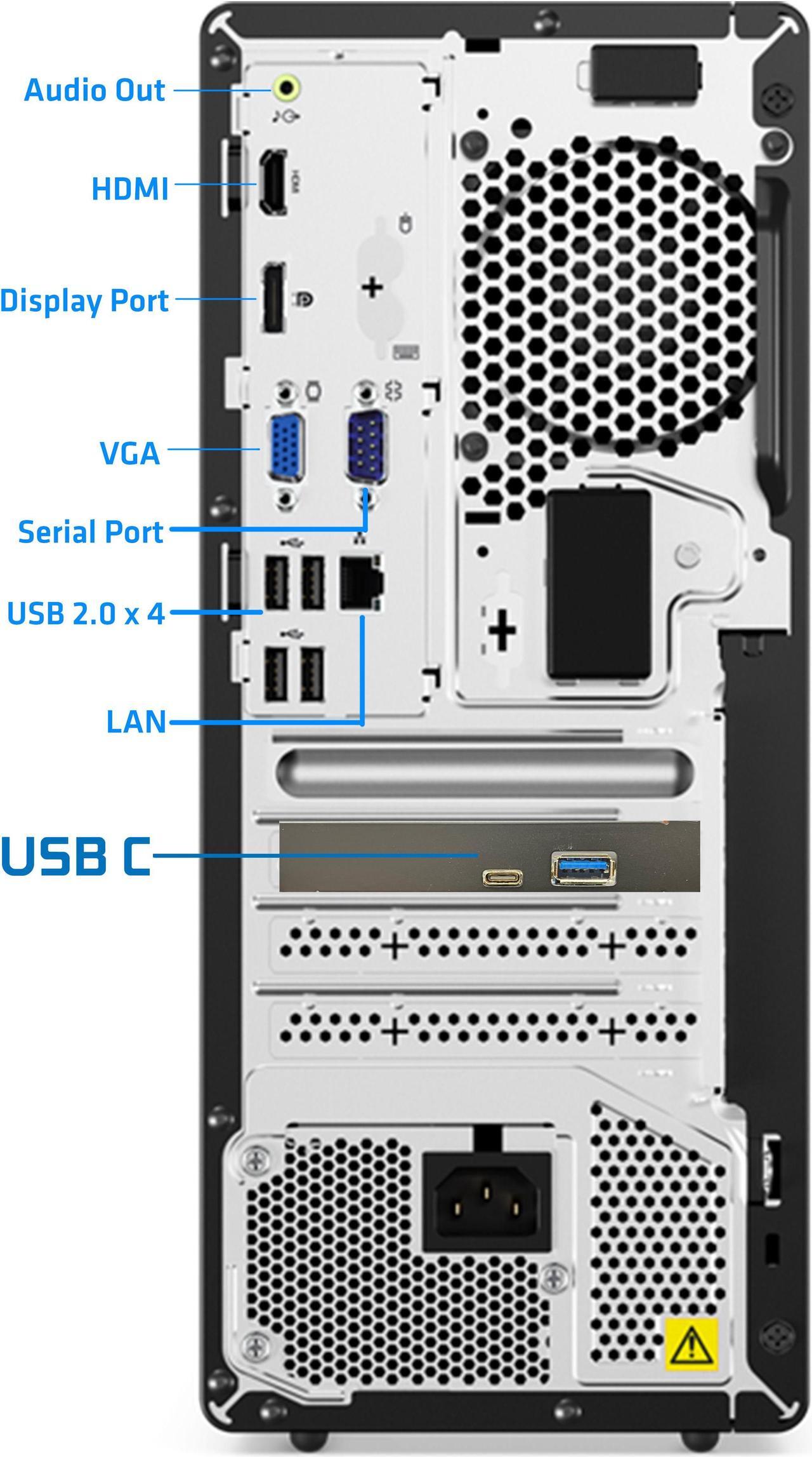 Alt view image 2 of 5 - Lenovo V50T G2 Desktop Tower, Intel i9-11900K, 32GB RAM 2TB NVMe SSD, UHD Graphics 750, DisplayPort, HDMI, VGA, DVD, USB C, Card Reader, AC Wi-Fi, Bluetooth  Windows 11 Pro