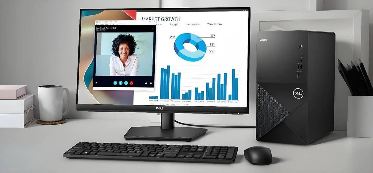 Alt view image 4 of 5 - Dell Vostro 3030 Tower Computer - Intel Core i7-12700K, 64GB RAM, 1TB NVMe SSD, Intel UHD 770 Graphics,  DisplayPort, HDMI, Bulit in AX Wi-Fi, Bluetooth, Windows 11 Pro - AI Copilot, Black