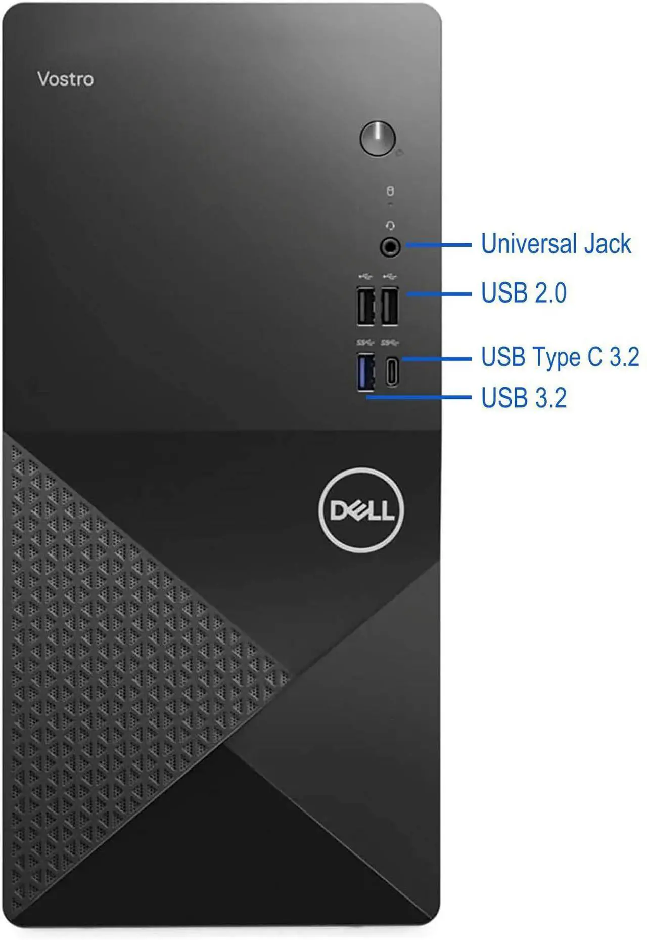 Alt view image 2 of 5 - Dell Vostro 3030 Tower Computer - Intel Core i7-12700K, 64GB RAM, 1TB NVMe SSD, Intel UHD 770 Graphics,  DisplayPort, HDMI, Bulit in AX Wi-Fi, Bluetooth, Windows 11 Pro - AI Copilot, Black