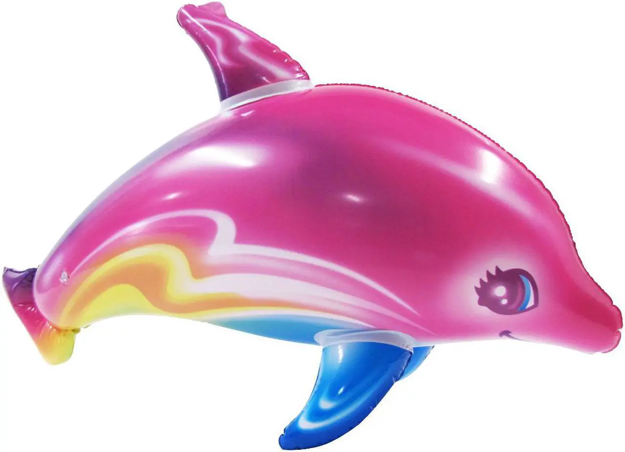 Alt view image 3 of 5 - Treasure Gurus 33" Inflatable Rainbow Dolphin Swimming Pool Water Float Blow Up Party Toy Animal Floaties Decor