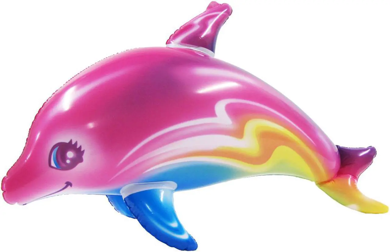 Main image of Treasure Gurus 33" Inflatable Rainbow Dolphin Swimming Pool Water Float Blow Up Party Toy Animal Floaties Decor
