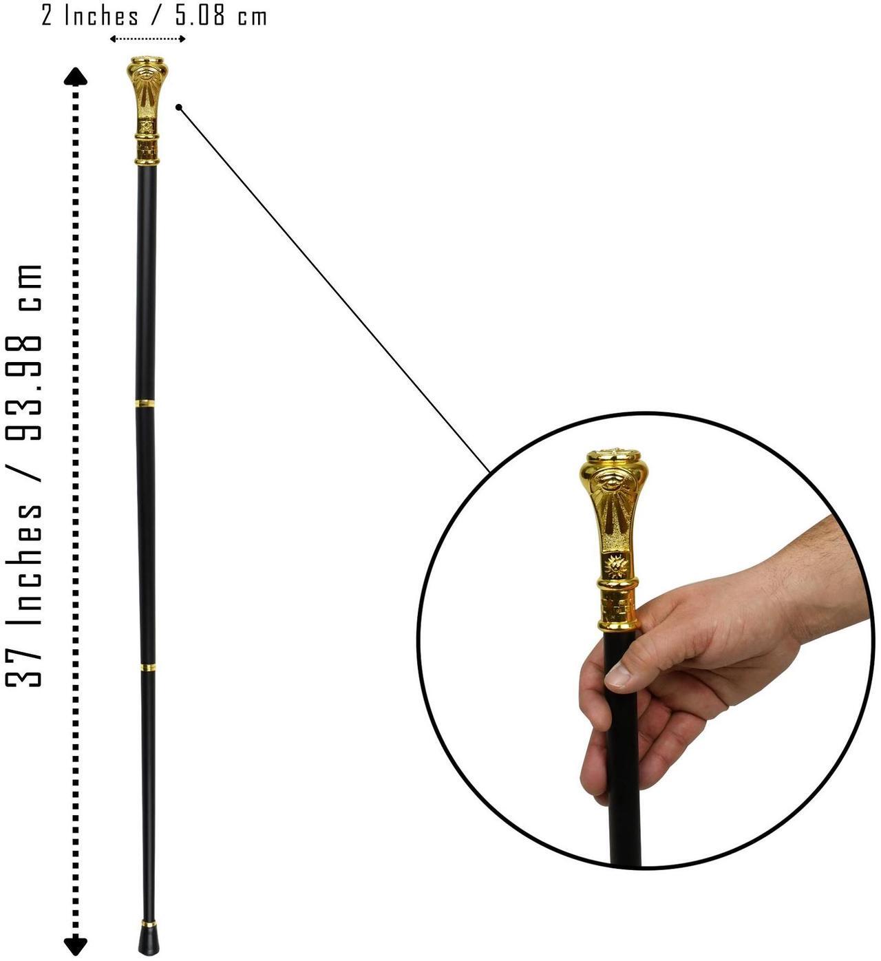 Alt view image 2 of 7 - Masonic Cane Freemason Walking Stick - Elegant Dress Walking Canes for Men, Seniors Balance - Collapsible 3Pc Travel Stick For Stability, Mobility, Knee Support- Elderly Assistance Products - 37" Gold