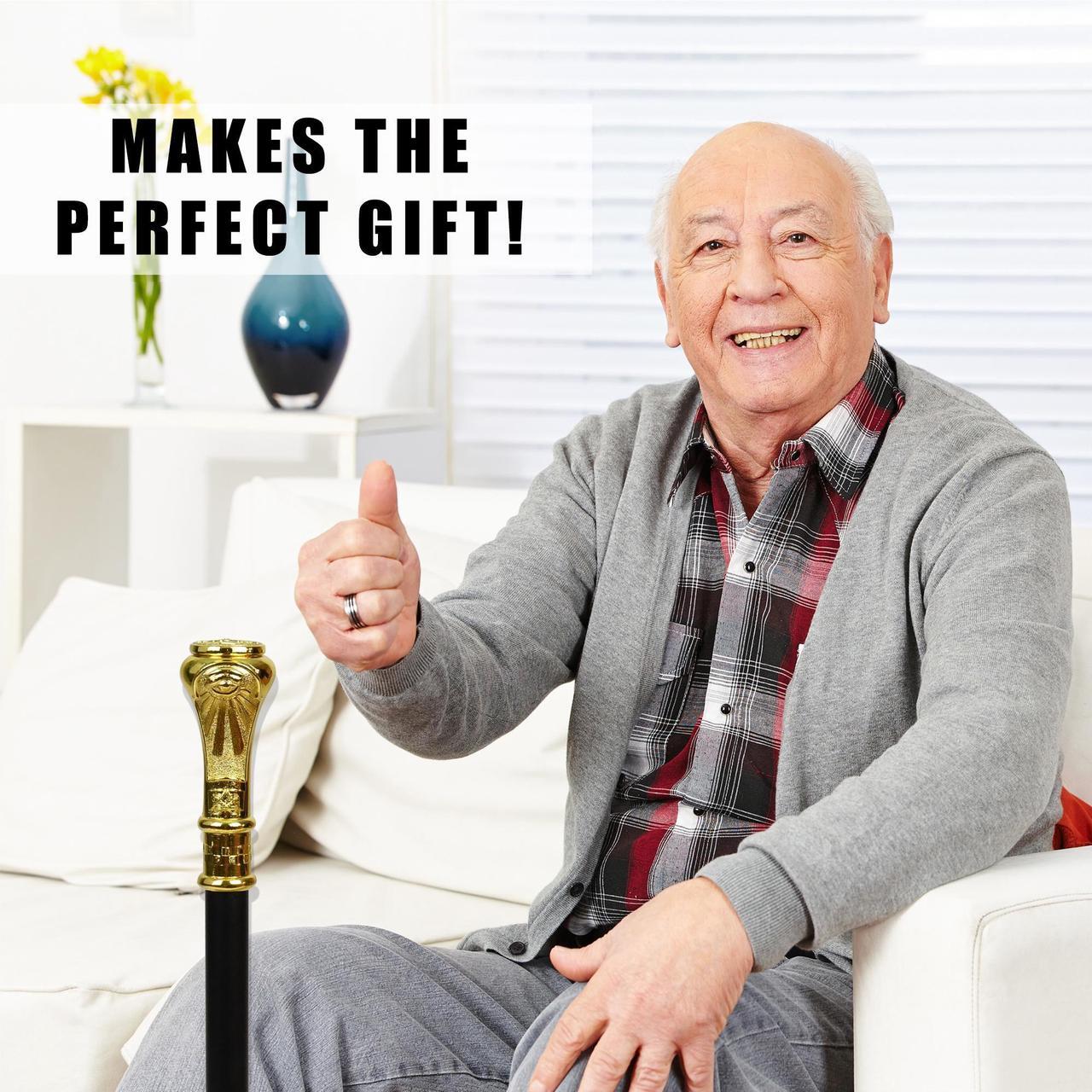 Alt view image 5 of 7 - Masonic Cane Freemason Walking Stick - Elegant Dress Walking Canes for Men, Seniors Balance - Collapsible 3Pc Travel Stick For Stability, Mobility, Knee Support- Elderly Assistance Products - 37" Gold