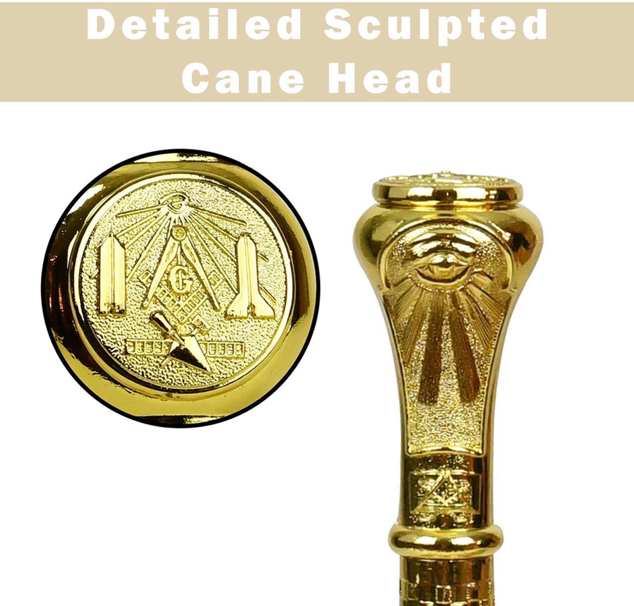 Alt view image 6 of 7 - Masonic Cane Freemason Walking Stick - Elegant Dress Walking Canes for Men, Seniors Balance - Collapsible 3Pc Travel Stick For Stability, Mobility, Knee Support- Elderly Assistance Products - 37" Gold