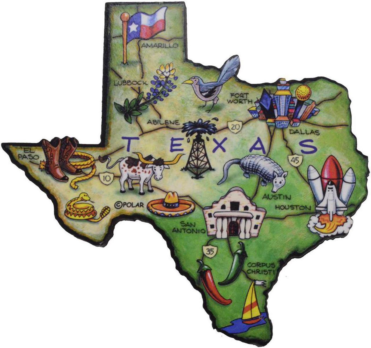 Main image of Treasure Gurus Texas The Lone Star State Large State Shaped Artwood Jumbo Fridge Magnet